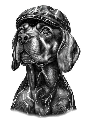 Der Vintage-Beagle-Scout – Statue aus schwarzem Marmor