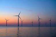 Wind turbines in an offshore wind park producing electricity sunset by Sjoerd van der Wal thumbnail