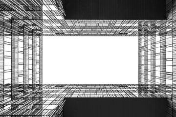 Looking up at the refelction of a building by Bob Janssen