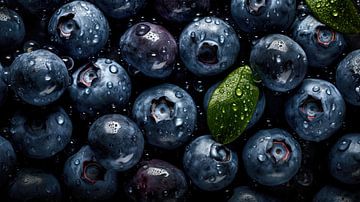 Frische Heidelbeeren mit grünen Blättern von Studio XII