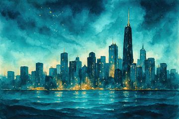 City of Light in nocturnal shades by Art & Soul Creations