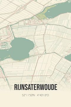 Vintage landkaart van Rijnsaterwoude (Zuid-Holland) van Rezona