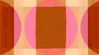 Mid Eeuw Bauhaus Vormen Roze Koraal Rood Oker Crème
