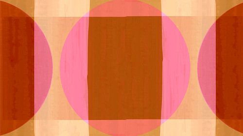 Mid Eeuw Bauhaus Vormen Roze Koraal Rood Oker Crème van FRESH Fine Art