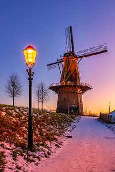 zonsondergang bij de molen van Woudrichem