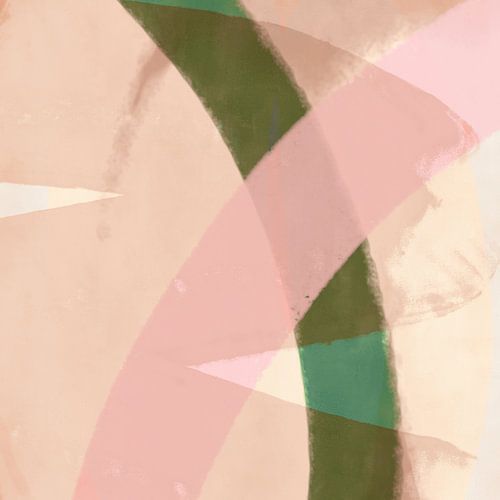 Romantische abstracte minimalistische kunst in roze, groen en wit