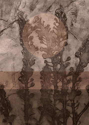 Zen wabi-sabi abstracte botanische kunst in Japandi stijl nr. 7