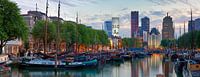 Panorama historical ships Haringvliet in Rotterdam
