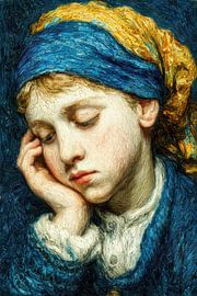 Porträt in Gelb und Blau von Egon Zitter