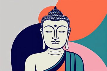 Minimalist Buddha colourful artwork by Imperial Art House
