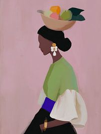 Portrait d'une femme africaine aux couleurs pastel sur Carla Van Iersel