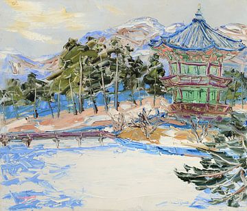 Pagode in de sneeuw van Jukyong Park