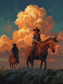 Illustration d'un jeu mettant en scène deux cow-boys à cheval sur ANGGA HERMAWAN WIDODO