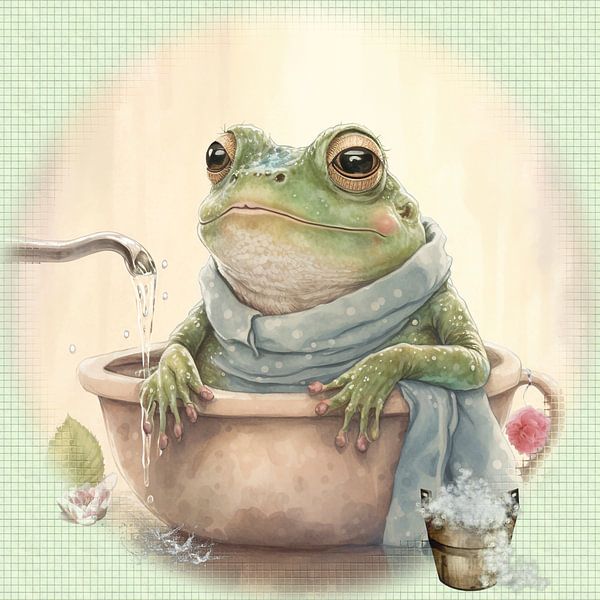 Bathing frog by Carla van Zomeren