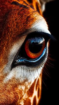 Close up of an eye of a giraffe by René van den Berg