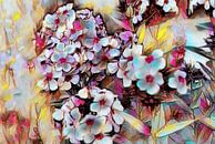 Weiß-rosa Blumen Ölmalerei von Patricia Piotrak Miniaturansicht