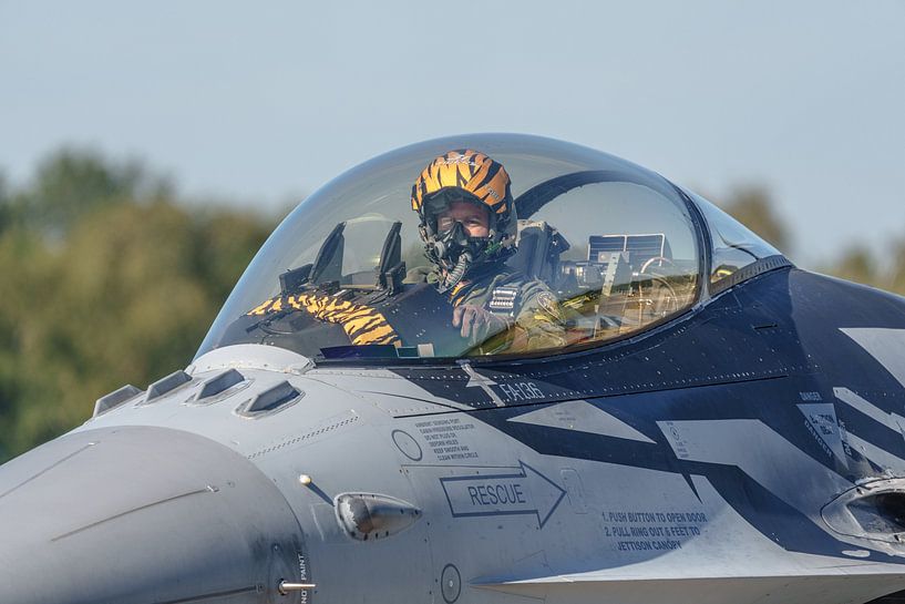 Pilot of the Belgian Air Force's X-Tiger F-16. by Jaap van den Berg