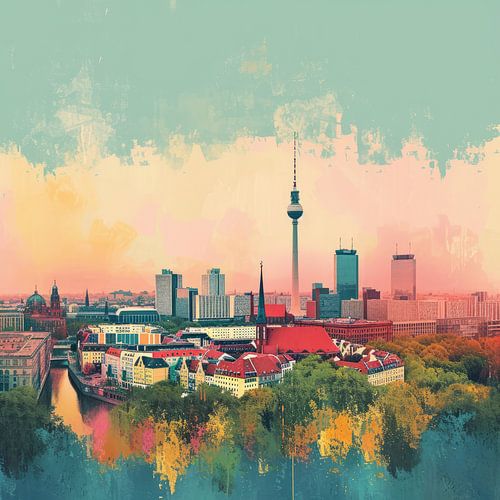 Berlijn Skyline Poster Print