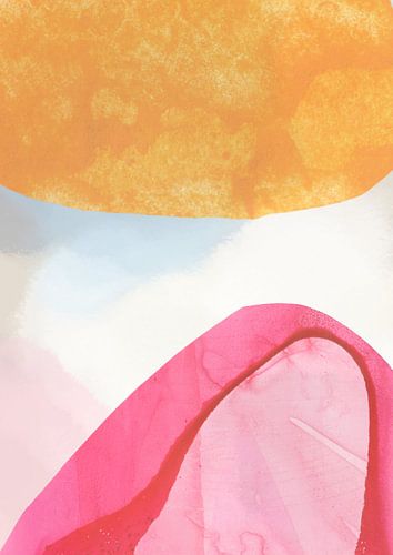 Abstrakte Collage auf einem aquarellierten Hintergrund