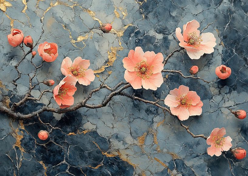 Blumen auf Marmor von Kunst Laune