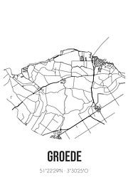 Groede (Zeeland) | Carte | Noir et blanc sur Affiches de lieux