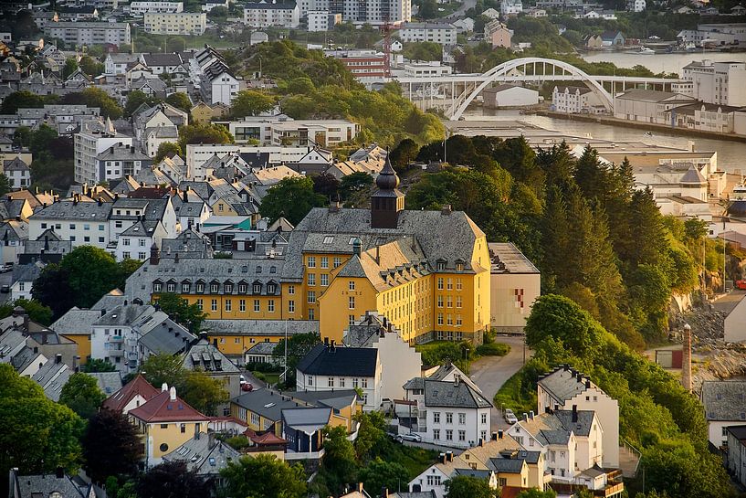 Downtown Ålesund during sunset, taken from Aksla Mountain, Norway by qtx