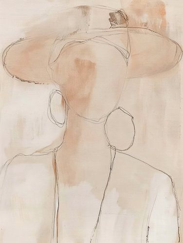 Modern abstract portret in terracotta tinten