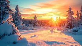 Golden Hour in the Winter Forest