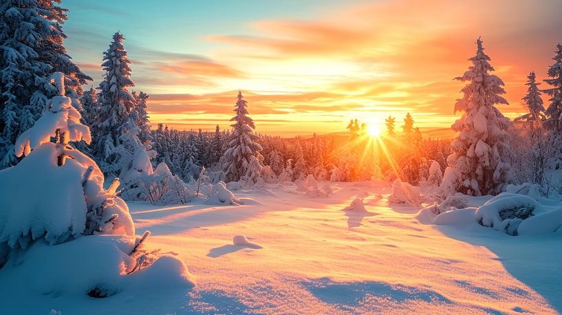 Goldene Stunde im Winterwald von Vlindertuin-Art