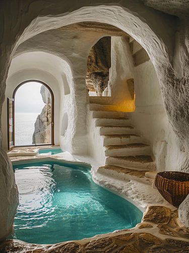 Grot in een huis met zwembad