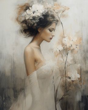 Atmospheric and poetic portrait in various shades of white by Carla Van Iersel