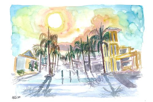 Fort Myers Florida Straßenszene mit Sonnenuntergang