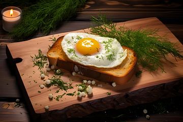 Un œuf au plat sur un toast sur Heike Hultsch