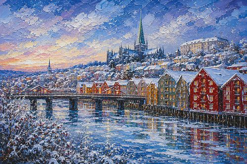Trondheim in Noorwegen schilderij.