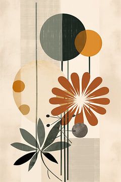 Bauhaus Geïnspireerde bloemen: Aardse Tinten van Lisa Maria Digital Art