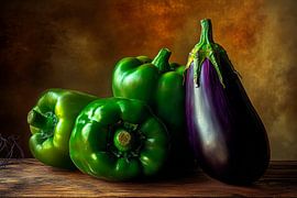 Des légumes verts sur un bois rustique sur Poster Art Shop