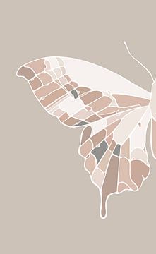 Schmetterling - Taupe - Modernes Diptychon von Studio Hinte