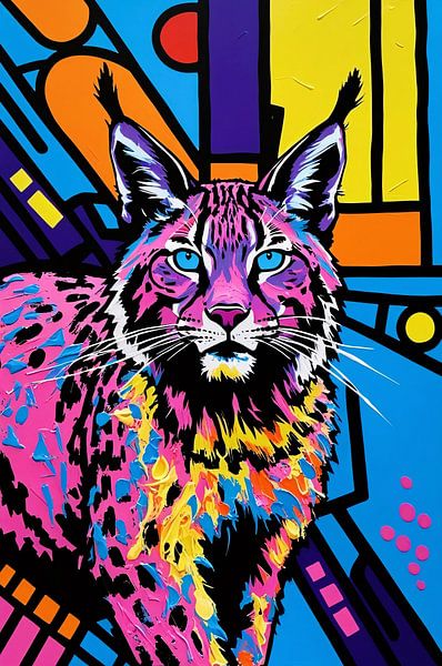 Colourful lynx with geometric shapes by Art & Soul Creations