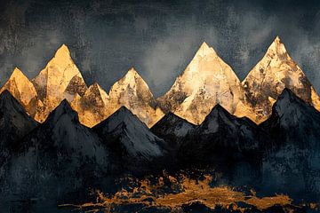 Goldene Berglandschaft – Künstlich beleuchtet von Poster Art Shop