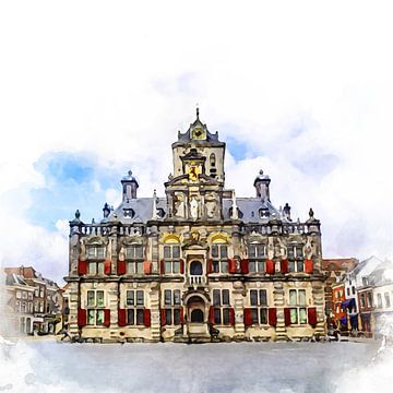 Hôtel de ville de Delft, Hollande-Méridionale, Pays-Bas sur Danny de Klerk
