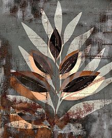 Japandi Winter Blatt Botanik von Mad Dog Art