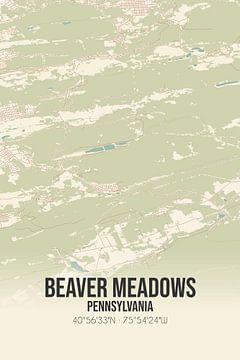 Alte Karte von Beaver Meadows (Pennsylvania), USA. von Rezona