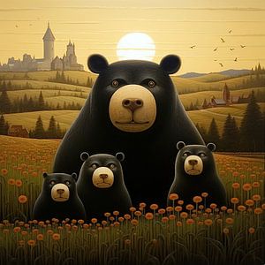 Enchanted Evening: Dapper Bear Family in a Floral Kingdom by Vincent Monozlay