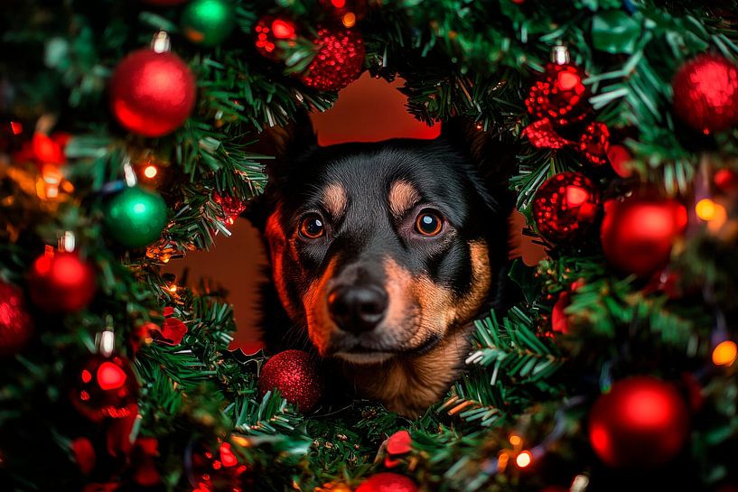 Christmas dog by Poster Art Shop