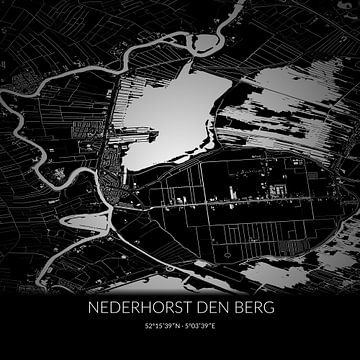 Black-and-white map of Nederhorst den Berg, North Holland. by Rezona