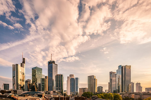 Frankfurt from above Maintower at sunset