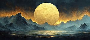 Mondlandschaft | Nacht Berglandschaft Reflexion