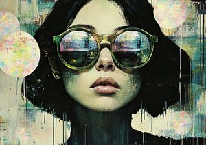 Frau und Sonnenbrille | Frau mit goldener Sonnenbrille