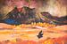 De vogel en de gloeiende vulkaan - acryl op doek van Galerie Ringoot