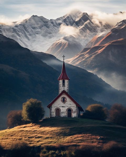 Kapelle in den Bergen von fernlichtsicht